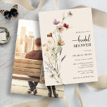 Floral Photo Bridal Shower Invitation<br><div class="desc">This stylish & elegant photo bridal shower invitation features gorgeous hand-painted watercolor wildflowers arranged as a lovely bouquet and elegant calligraphy script that's perfect for spring,  summer,  or fall weddings. Find matching items in the Boho Wildflower Bridal Shower Collection.</div>