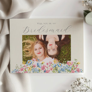 Floral Photo Bridesmaid Proposal Card