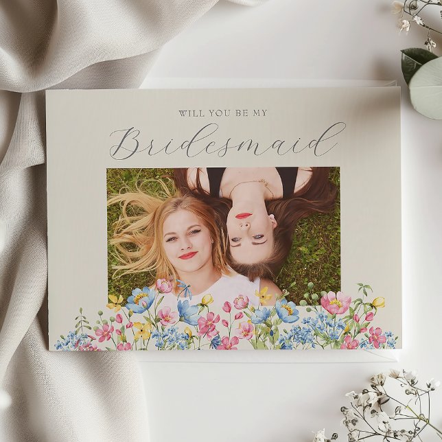 Floral Photo Bridesmaid Proposal Card (Creator Uploaded)
