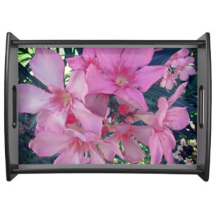 Floral Photo Bright Pink Oleander Blooms Flower Serving Tray