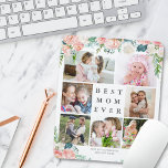 Floral Photo Collage BEST MOM EVER Personalized Mouse Pad<br><div class="desc">Create a keepsake photo memory mouse pad with a collage of 7 of your favorite pictures accented with watercolor blush pink and rose colored flowers on a changeable white background. The simple, classic title BEST MOM EVER can be changed and you can add a personal message like HAPPY MOTHER'S DAY,...</div>