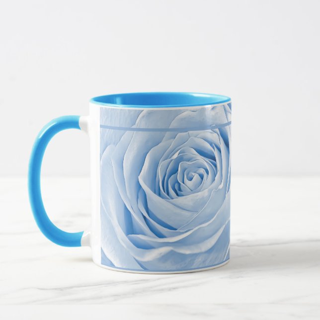 Floral Photo Dainty Light Blue Rose Mug (Left)