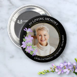 Floral Photo Elegant Memorial Sympathy Funeral Button<br><div class="desc">Honor your loved one with this beautiful button featuring a photo framed by a floral gold circle border.  Add your custom text to personalize.  Easily change the background color to suit your needs. The perfect keepsake memory to hand out to family and friends.</div>