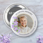 Floral Photo Elegant Memorial Sympathy Funeral Button<br><div class="desc">Honor your loved one with this beautiful button featuring a photo framed by a floral gold circle border.  Add your custom text to personalize.  The perfect keepsake memory to hand out to family and friends.</div>