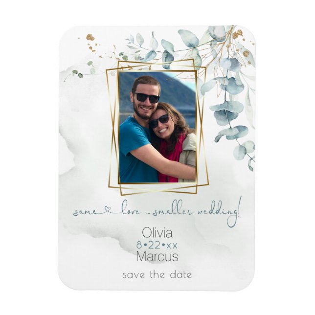 Floral Photo Frame Dusty Green Eucalyptus Magnet (Vertical)