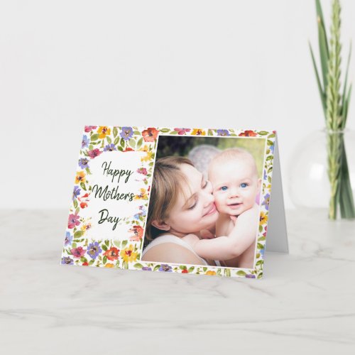 Floral photo frame Mothers Day Card