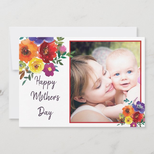 Floral photo frame Mother's Day Card (Front)