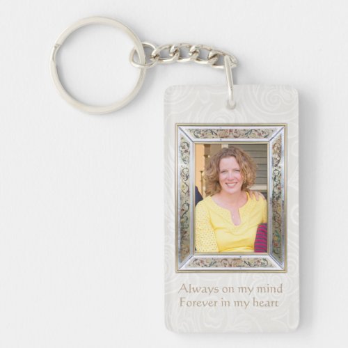 Floral Photo frame Quote custom Memorial Keychain