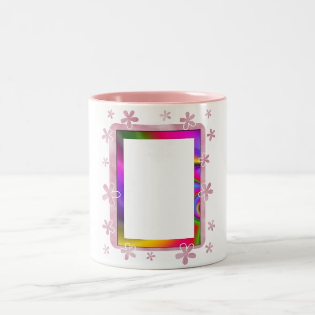 FLORAL PHOTO FRAME Two-Tone COFFEE MUG (Center)