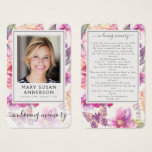 Floral Photo Funeral Memorial Prayer Card Floral Photo Funeral Memorial Prayer Card