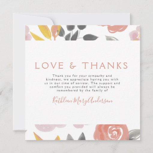 Floral Photo Funeral Thank You Card | Zazzle