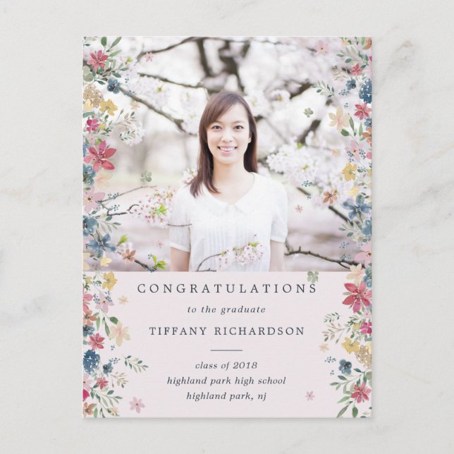 Floral Photo Graduation Announcement (Front)