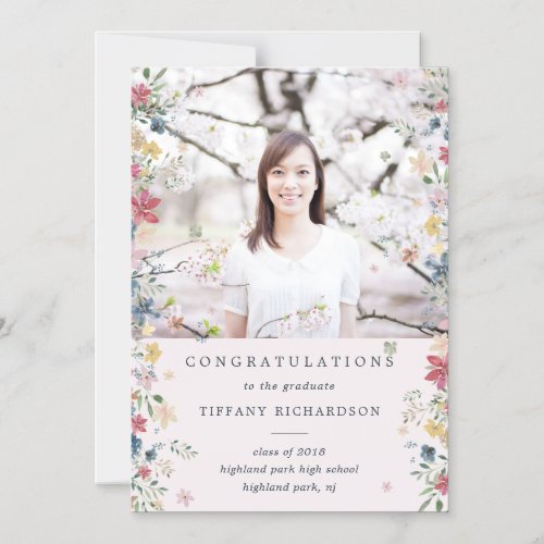 Floral Photo Graduation Announcement