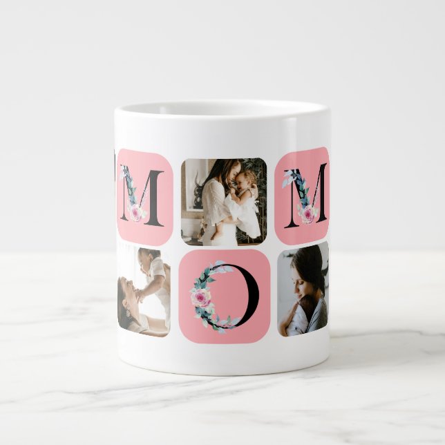 Floral Photo Grid Mother's Day Giant Coffee Mug (Front)
