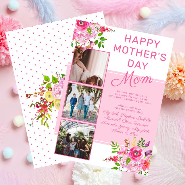 Floral Photo Happy Mother's Day from Group Holiday (Pink Floral Photo Happy Mother's Day from Group Holiday Card - Print and/or Download)