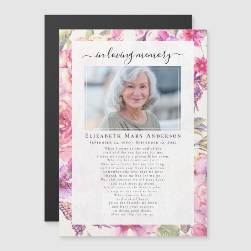 Floral Photo In Loving Memory Funeral Poem Card