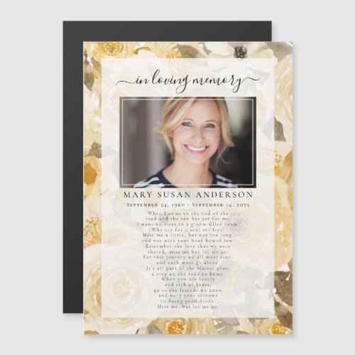 Floral Photo In Loving Memory Funeral Poem Card