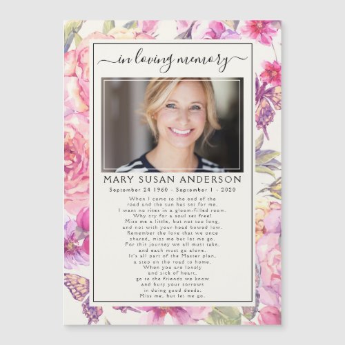 Floral Photo In Loving Memory Funeral Poem Card