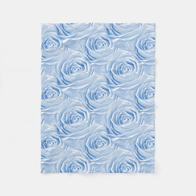 Floral Photo Light Blue Rose Wallpaper Pattern Fleece Blanket (Front)