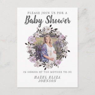 Floral Photo Maternity Baby Shower Invitations
