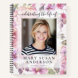 Floral Photo Memorial Guest Book