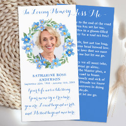 Floral Photo Memorial Prayer Funeral Bookmark Card