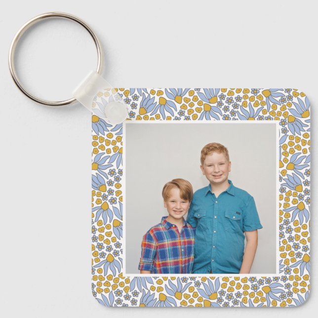 Floral Photo Monogram Keychain (Front)