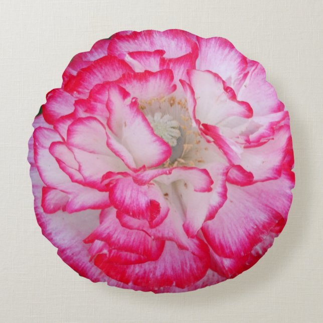 Floral Photo Realistic Pink Poppy flower Round Pillow (Front)