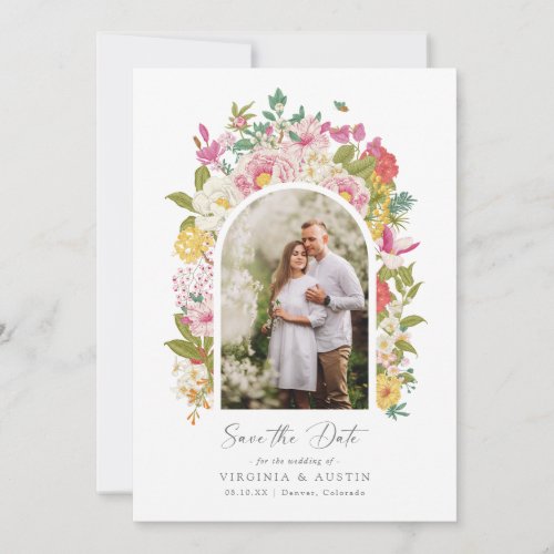 Floral Photo Save The Date Invitation