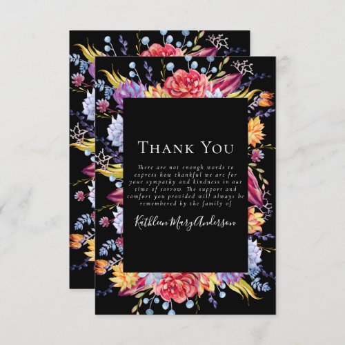 Floral Photo Sympathy Funeral Memorial Thank You Card