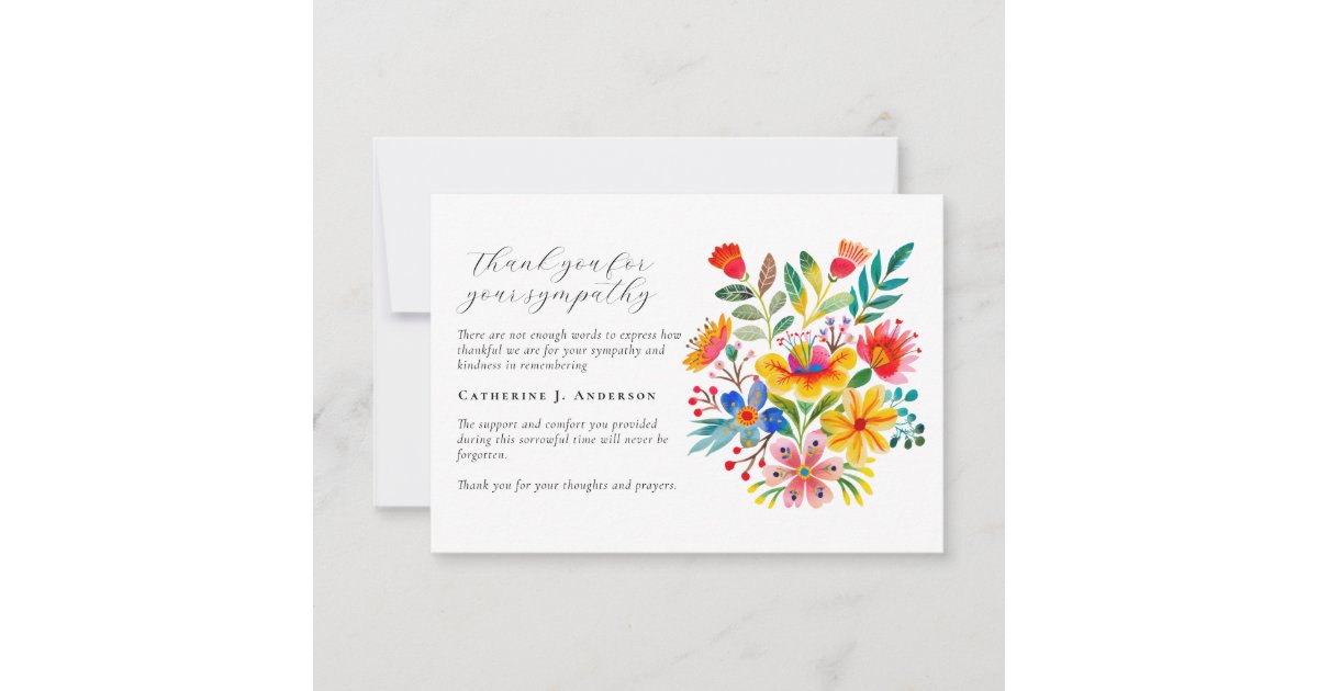 Floral Photo Sympathy Funeral Memorial Thank You Card | Zazzle