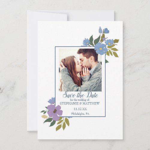 Floral Photo Wedding Save the Date Invitation