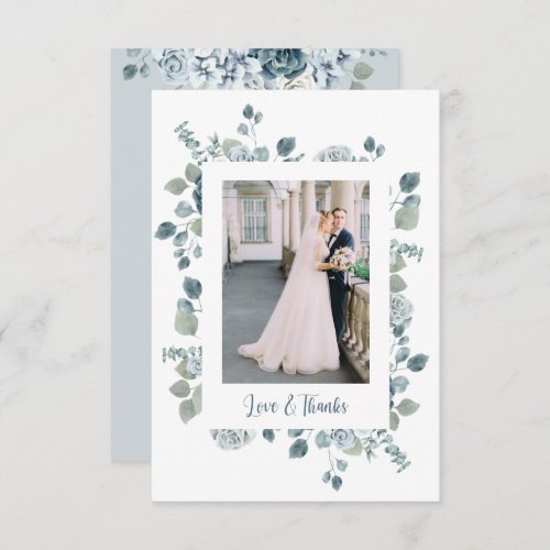 Floral Photo Wedding Thank You Card