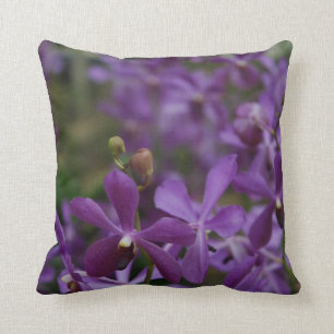 Floral Photograph: Purple Orchids in garden Throw Pillow