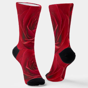 Beautiful Old Red Roses Shabby Chic Floral Socks | Zazzle