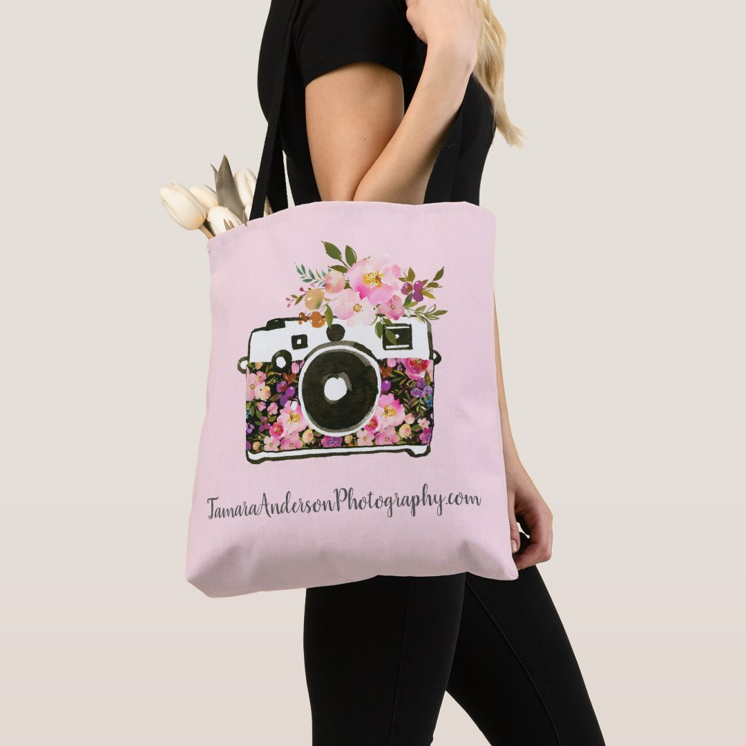 Floral Photography Business Company Name Camera Tote Bag Zazzle