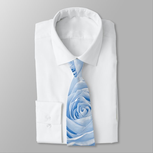 Floral Photography Dainty Light Blue Rose Pic Neck Tie (Tied)