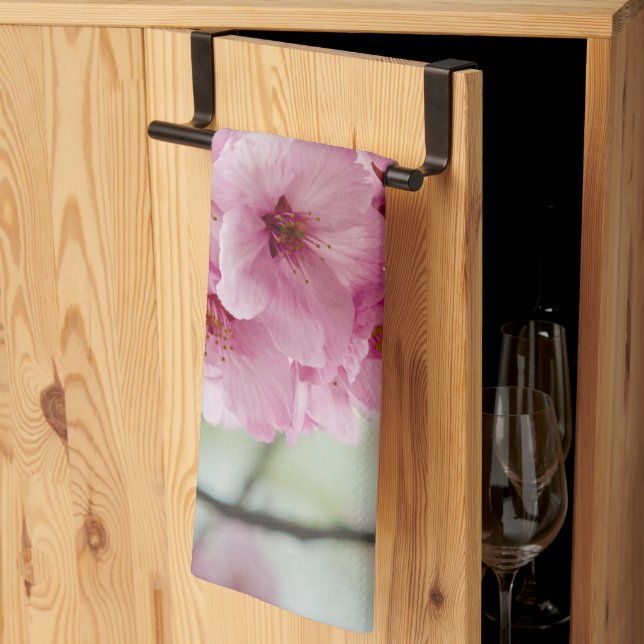 Floral Photography, Pink Cherry Blossom Kitchen Towel (Thirds Fold)