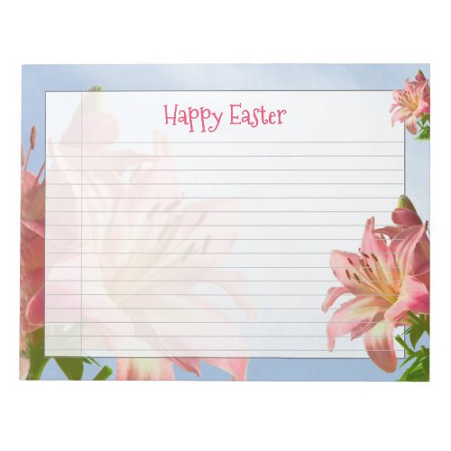 Floral Photography Pink Easter Lily Happy Easter Notepad