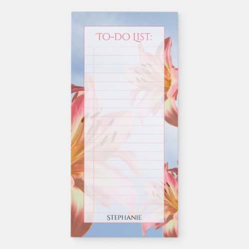 Floral Photography Pink Easter Lily To_Do List Magnetic Notepad