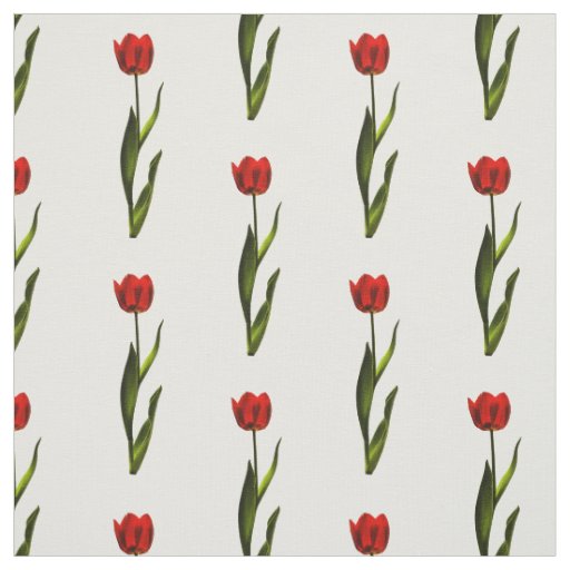 Floral Photography Red, Green, White Tulip Pattern Fabric