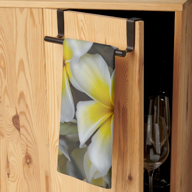 Floral Photography, Yellow Plumeria Flower Kitchen Towel (Thirds Fold)