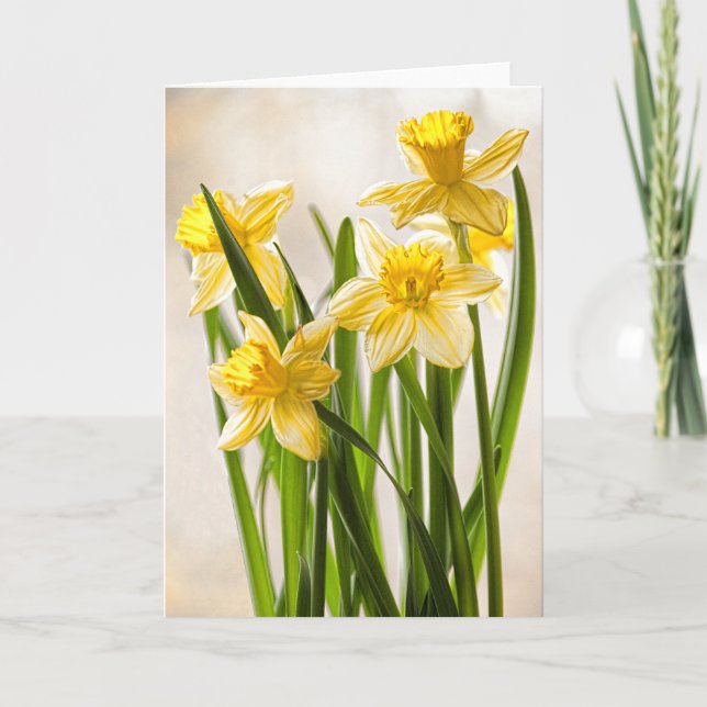 Floral Photography:  Yellow Spring Daffodils Card (Front)