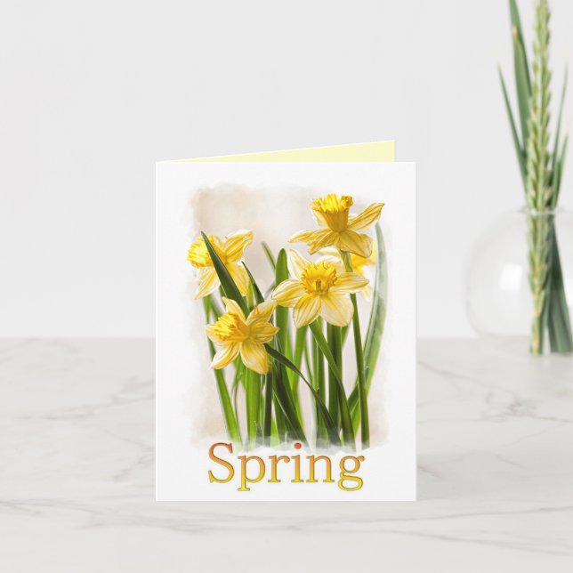 Floral Photography:  Yellow Spring Daffodils Card (Front)