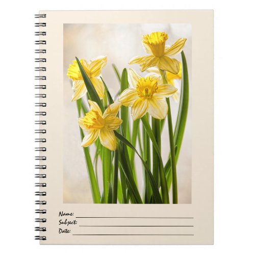 Floral Photography  Yellow Spring Daffodils Notebook