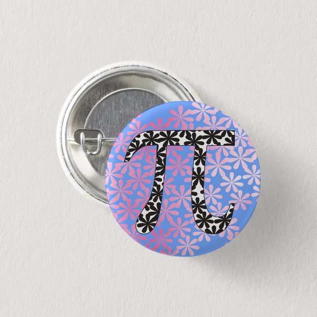 Floral Pi Symbol Pinback Button (Front & Back)