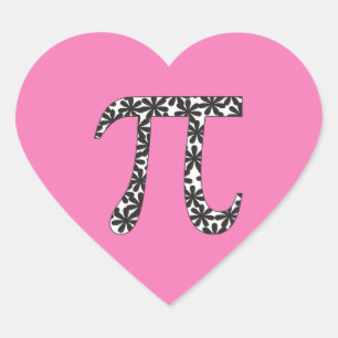 Floral Pi Symbol Stickers Pink Math Pi Day Gift