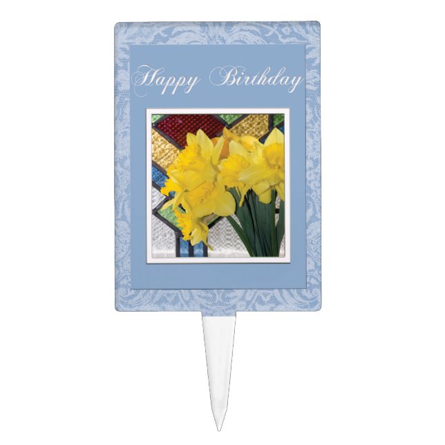 Floral Pick  Happy Birthday with daffodils (Front)