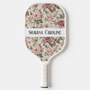 Floral pickleball paddle - name personalized