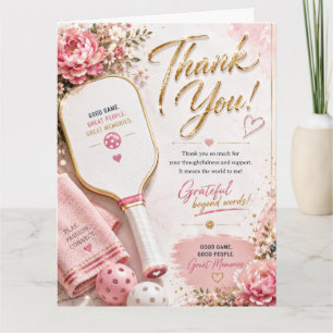 Floral Pickleball Thank You Card for Girls